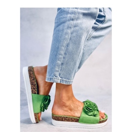 Sandalia Chanclas con flores Verde 2
