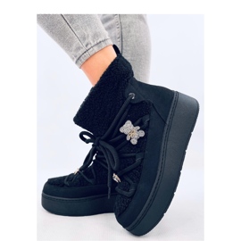 Botas de nieve de piel de oveja negra negro 3