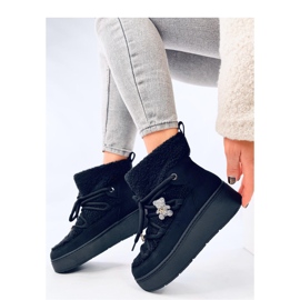 Botas de nieve de piel de oveja negra negro 4