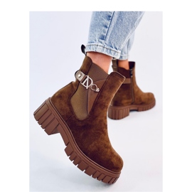 Botas Chelsea plataforma verde marrón 2