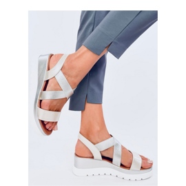 Sandalias cuña plateadas gris 1
