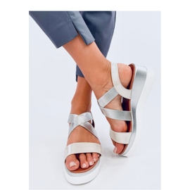 Sandalias cuña plateadas gris 2