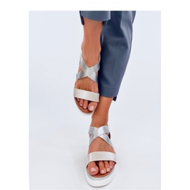 Sandalias cuña plateadas gris 3