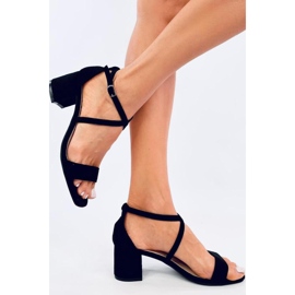 Sandalias negras de tacón bajo negro 2