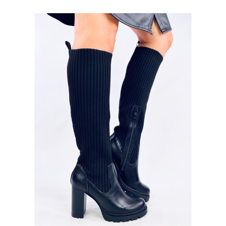 Jaida Botas negras de tacón con empeine elástico - Inello negro 2