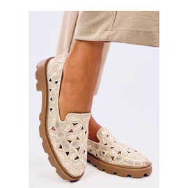 Mocasines calados dorados beige 1