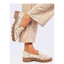 Mocasines calados dorados beige 3