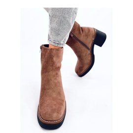 Botines de ante con tacón ancho Eliza Khaki - Inello marrón 2