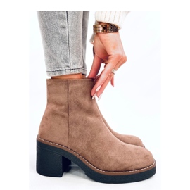 Botines de ante con tacón ancho Eliza Khaki - Inello marrón 4