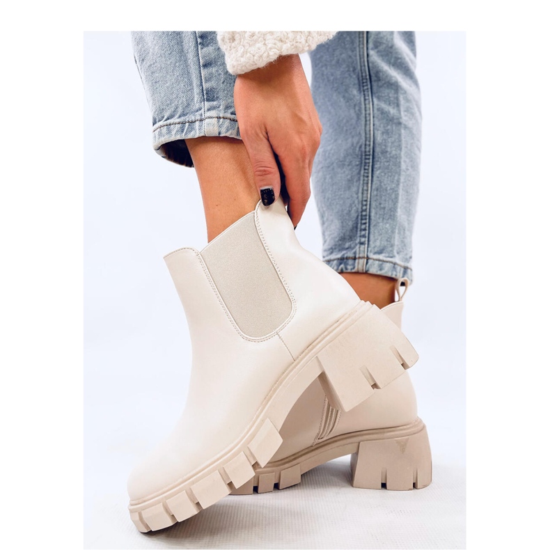 Ledeck Botas Chelsea tacón ancho Pu beige - Inello 1