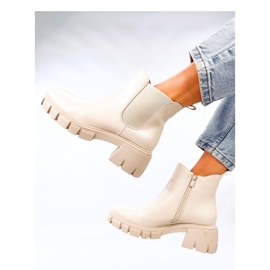 Ledeck Botas Chelsea tacón ancho Pu beige - Inello 4