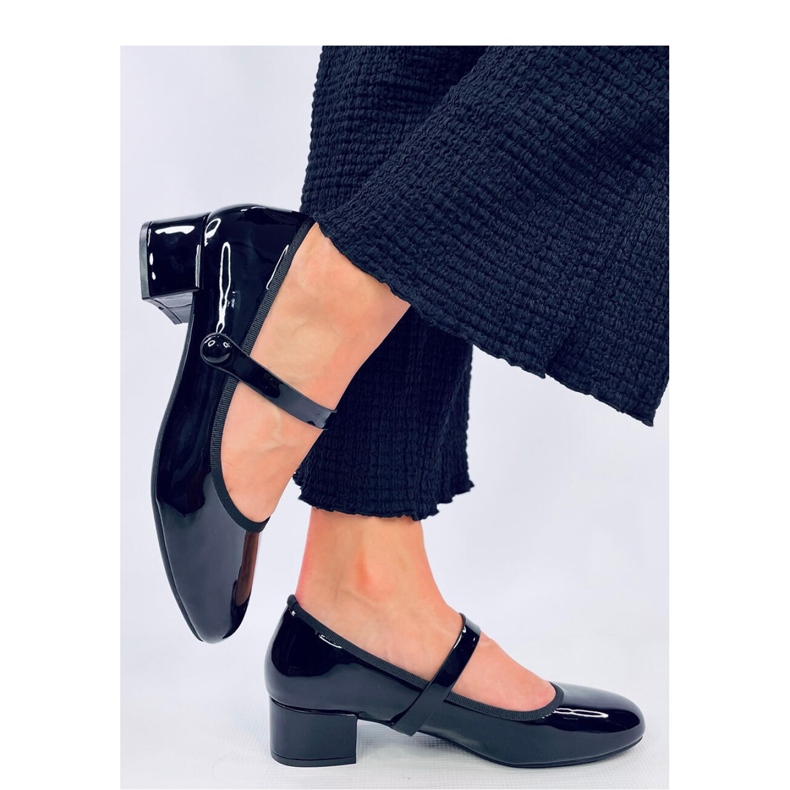 Bailarinas tacón charol negro 1