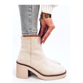 Botines de ante con tacón ancho Eliza Beige - Inello 3