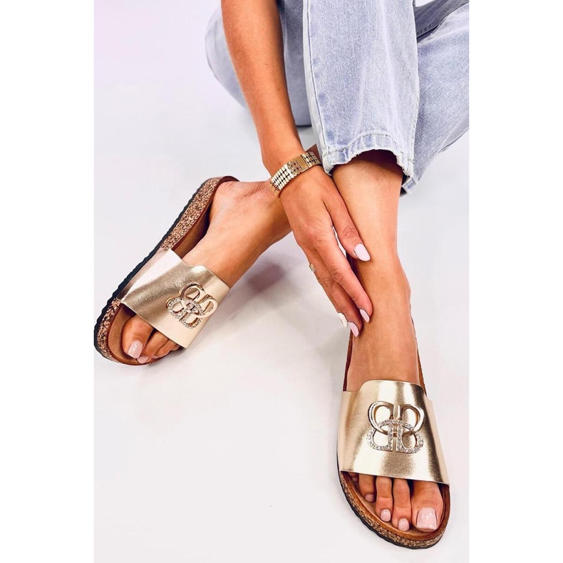 Chanclas de corcho con circonitas LT.GOLD dorado 1