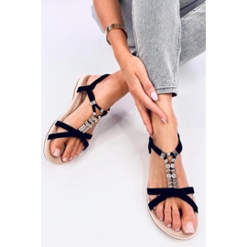 Sandalias negras con circonitas decorativas. negro 1