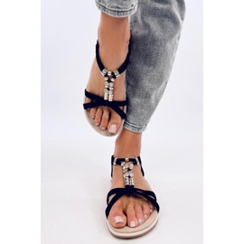 Sandalias negras con circonitas decorativas. negro 3