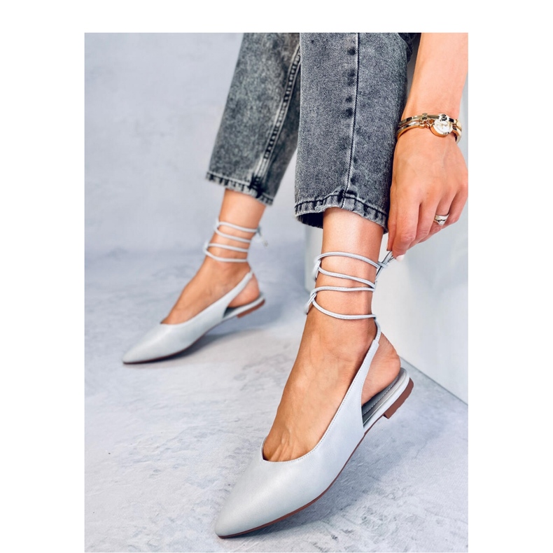 Bailarinas tacón abierto atado Gris 1 Bailarinas tacón abierto atado Gris 1