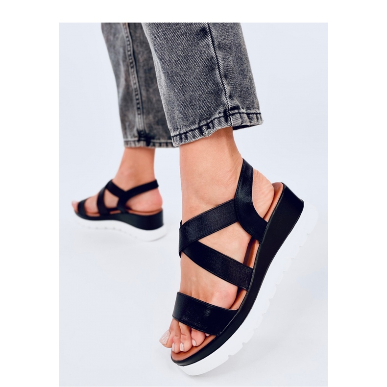 Sandalias cuña negras negro 1