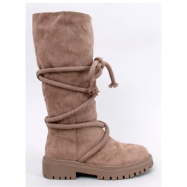 Botas de ante con cordón caqui marrón 1