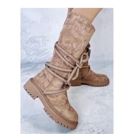 Botas de ante con cordón caqui marrón 2