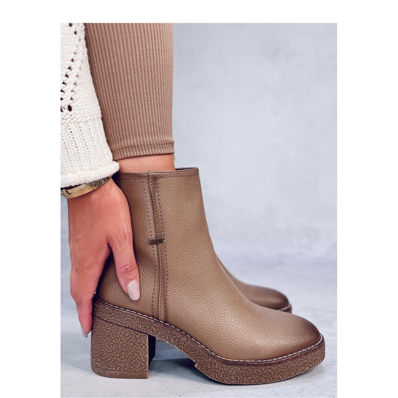 Tamika Botines tacón goma beige - Inello marrón 2