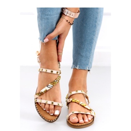 Sandalias planas mujer beige 3
