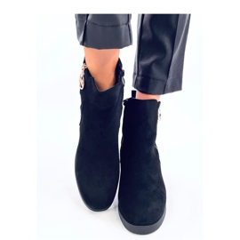 Vavin Botines cuña negros con cremallera dorada - Inello 3