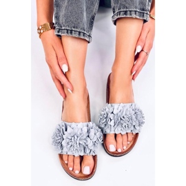 Chanclas de corcho con flores grises 1