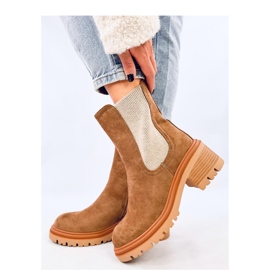 Botas Chelsea con puño tipo jersey caqui marrón 2