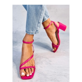 Sandalias tacón fucsia rosa 1