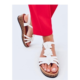 Sandalias cuña flores Blanco 3