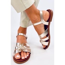 Sandalias planas mujer doradas dorado 3