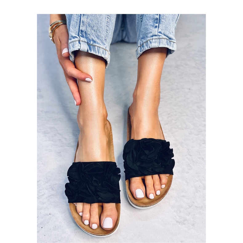 Chanclas de mujer con suela alta, Negro 1
