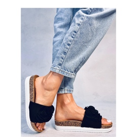Chanclas de mujer con suela alta, Negro 2
