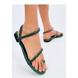 Sandalias chanclas verdes con circonitas 1