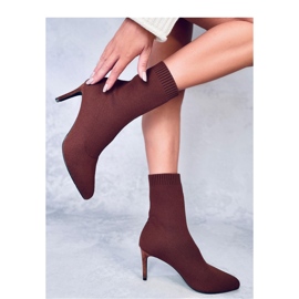 Donatella Botas stiletto calcetín marrón - Inello 1