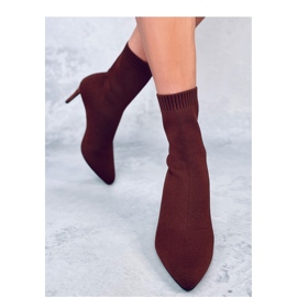 Donatella Botas stiletto calcetín marrón - Inello 2