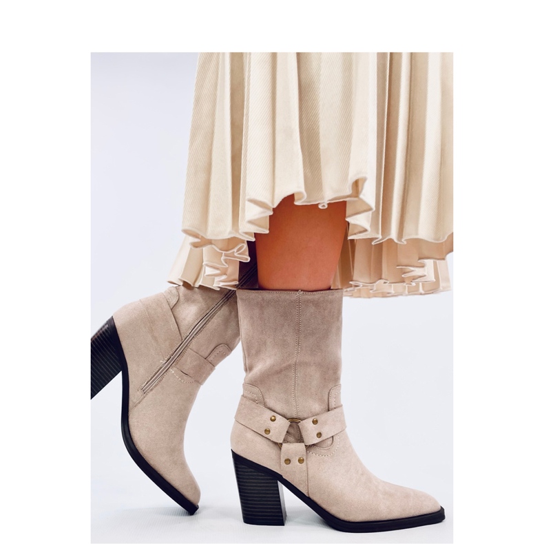 Botas cowboy ante beige 2