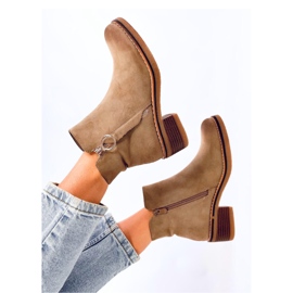 Botín tacón bajo Levere de nobuk caqui - Inello beige 4