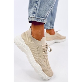 Deportivas calcetín mujer beige 2