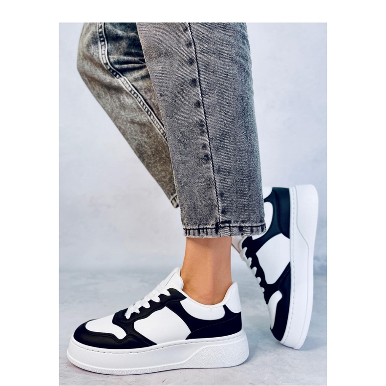 Zapatillas de mujer de suela alta Negro blanco 1
