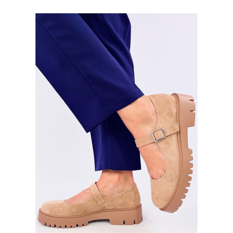 Holmess Bailarinas plataforma tiras caqui - Inello beige 2