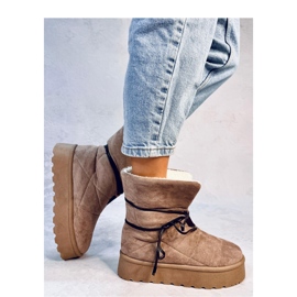 Precio Botas de nieve de piel de oveja caqui - Inello marrón 2