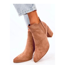 Botín tacón punta almendra Croix Khaki - Inello marrón 3