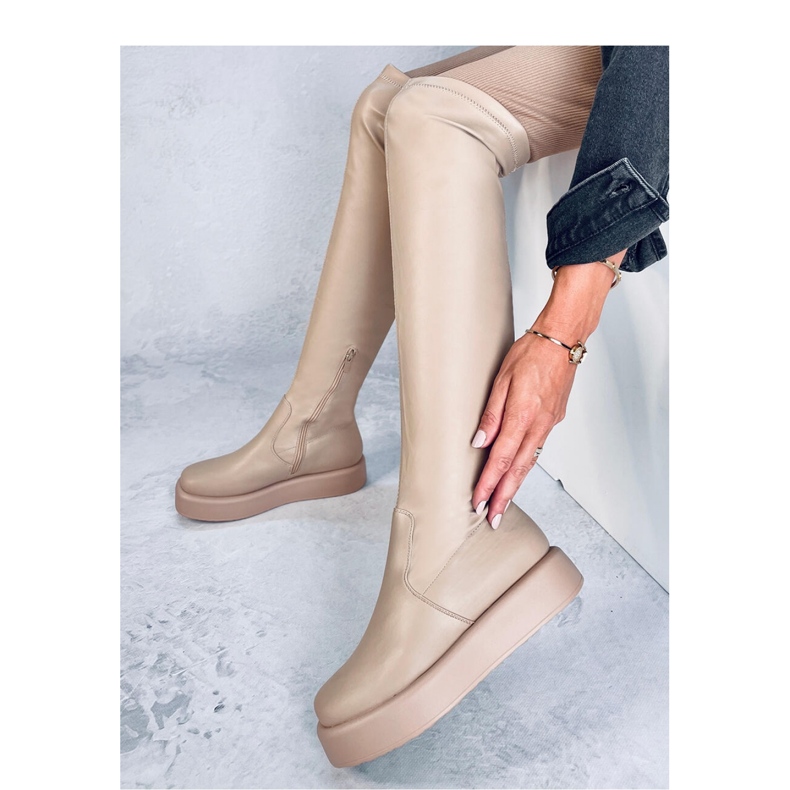 Baird Botas por encima de la rodilla beige con suela gruesa - Inello 2