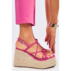 Pascai Sandalias alpargatas cuña fucsia - Inello rosado 1