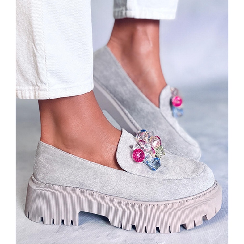 Mocasines plataforma con piedras Stefani Gris - Inello 2