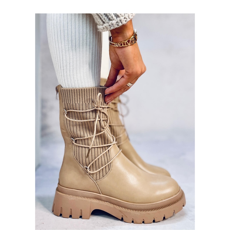 Botines calcetín Willet caqui - Inello beige 2