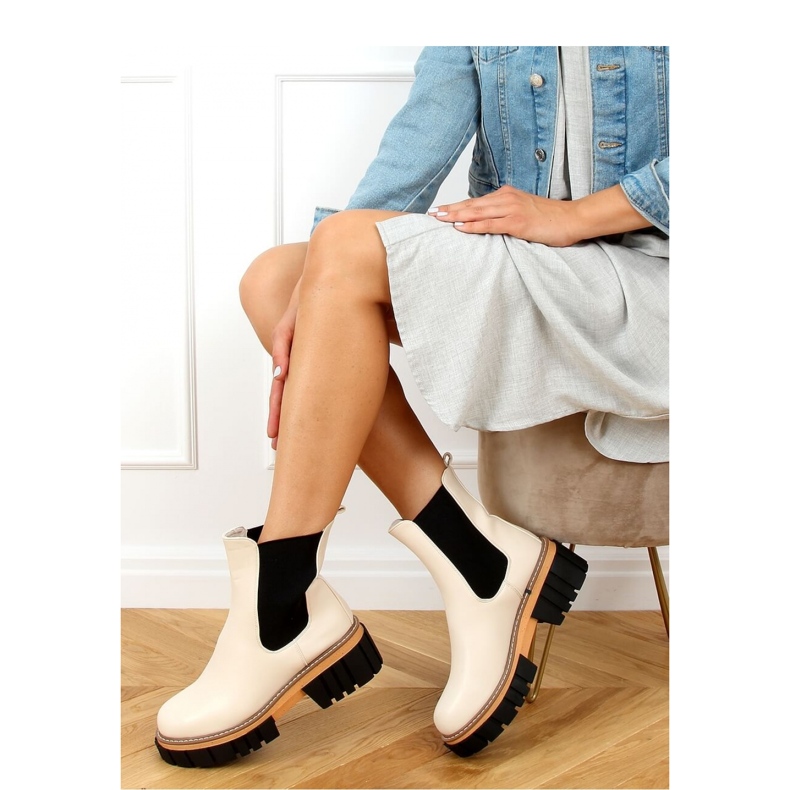 Botas Chelsea mujer color crema NS228P Beige - Inello 2