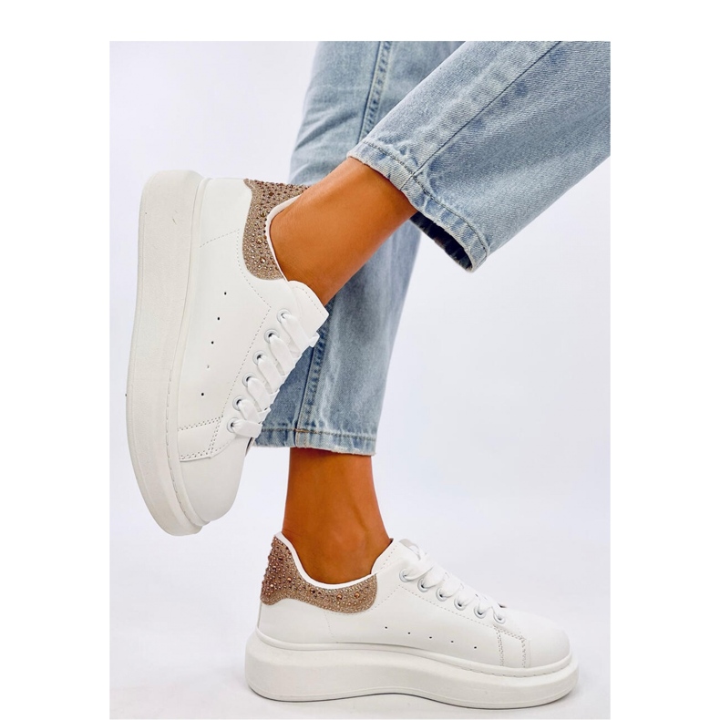 Deportivas Parkss BLANCO/ORO con plataforma y pedrería - Inello 1